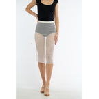 White Polyester Midi Skirt