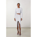 White Viscose Midi Skirt