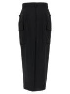 Black Wool Midi Skirt
