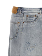 Blue Cotton Mini Skirt