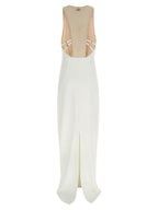 White Polyester Long Dress
