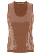 Brown Cotton Sleeveles T-Shirt