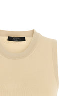 Beige Viscose Sleeveles T-Shirt
