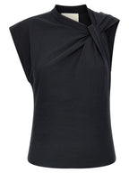 Black Cotton Sleeveles T-Shirt