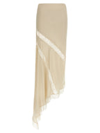 Beige Viscose Mini Skirt