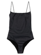 Black Polyester One-Piece Swimsuit