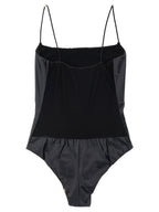 Black Polyester One-Piece Swimsuit