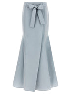 Blue Polyester Mini Skirt