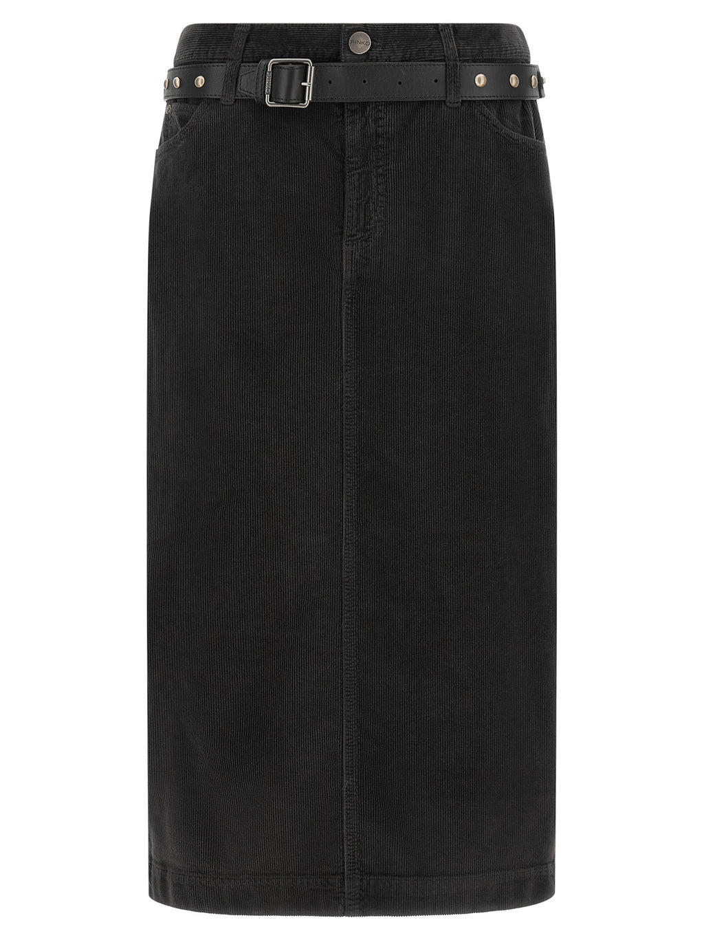Black Cotton Midi Skirt