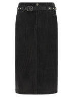 Black Cotton Midi Skirt