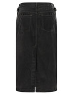 Black Cotton Midi Skirt