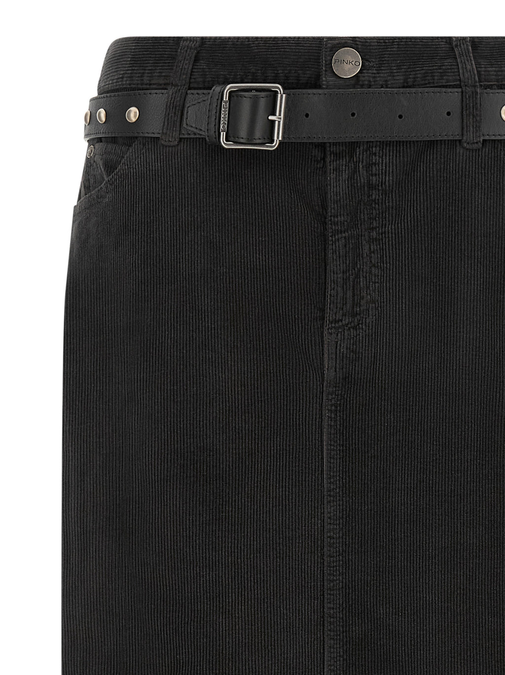 Black Cotton Midi Skirt