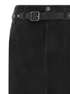 Black Cotton Midi Skirt