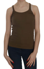 Brown Sleeveless Spaghetti Strap Blouse Top