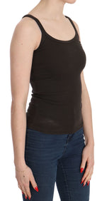Dark Brown Sleeveless Spaghetti Strap Blouse