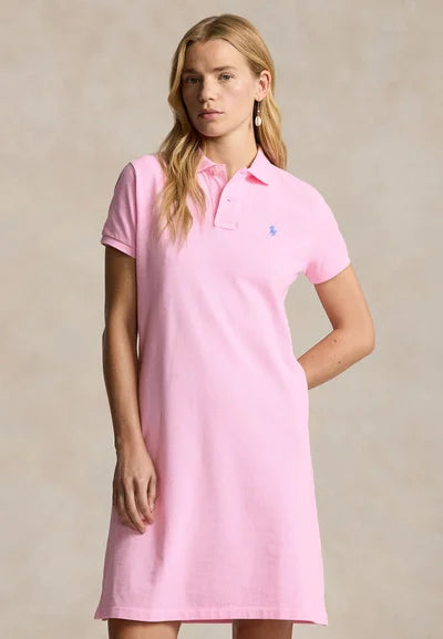 COTTON MESH POLO DRESS - Sweater dress - carmel pink