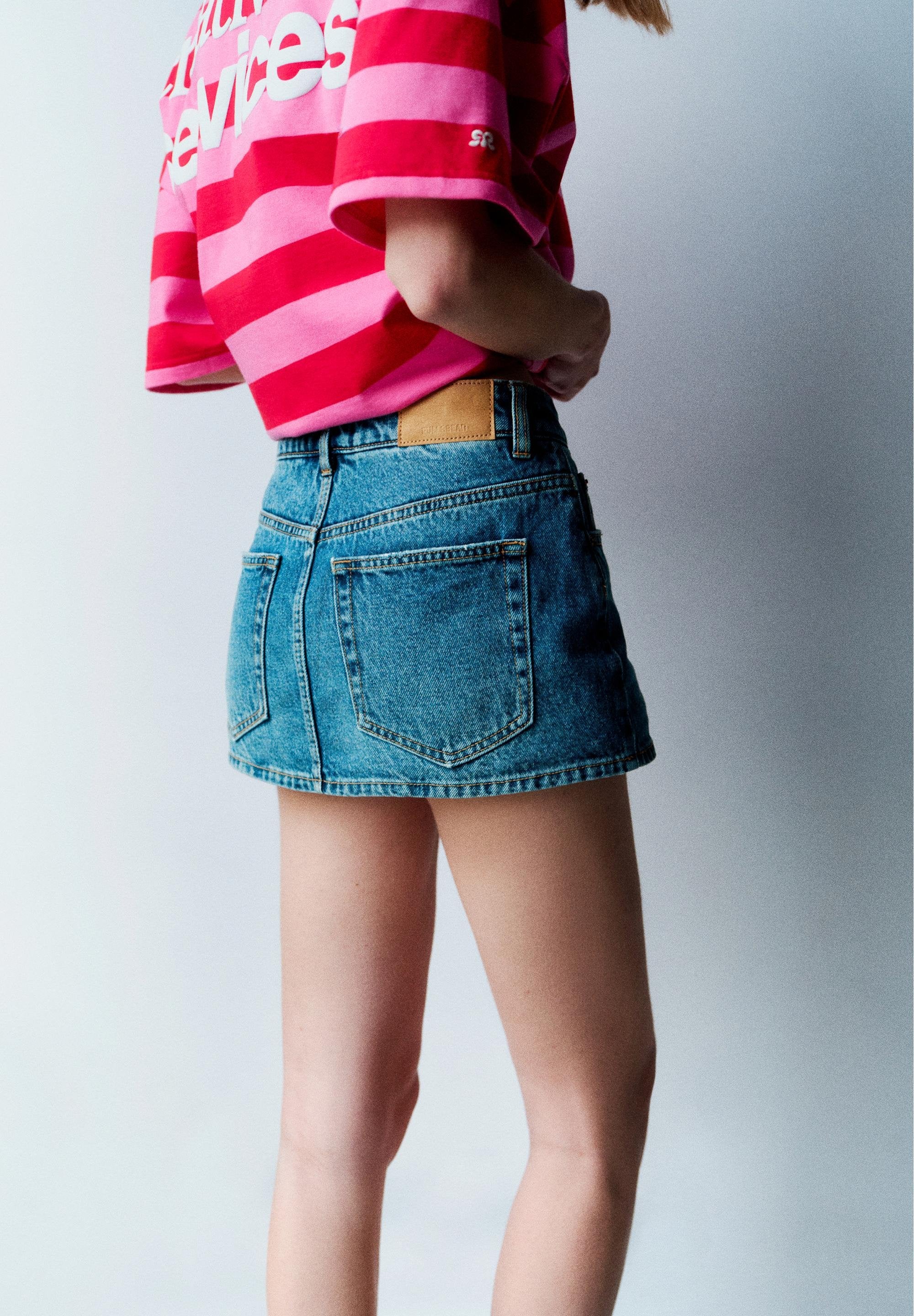 DENIM MINI SKORT - Skort - blue denim