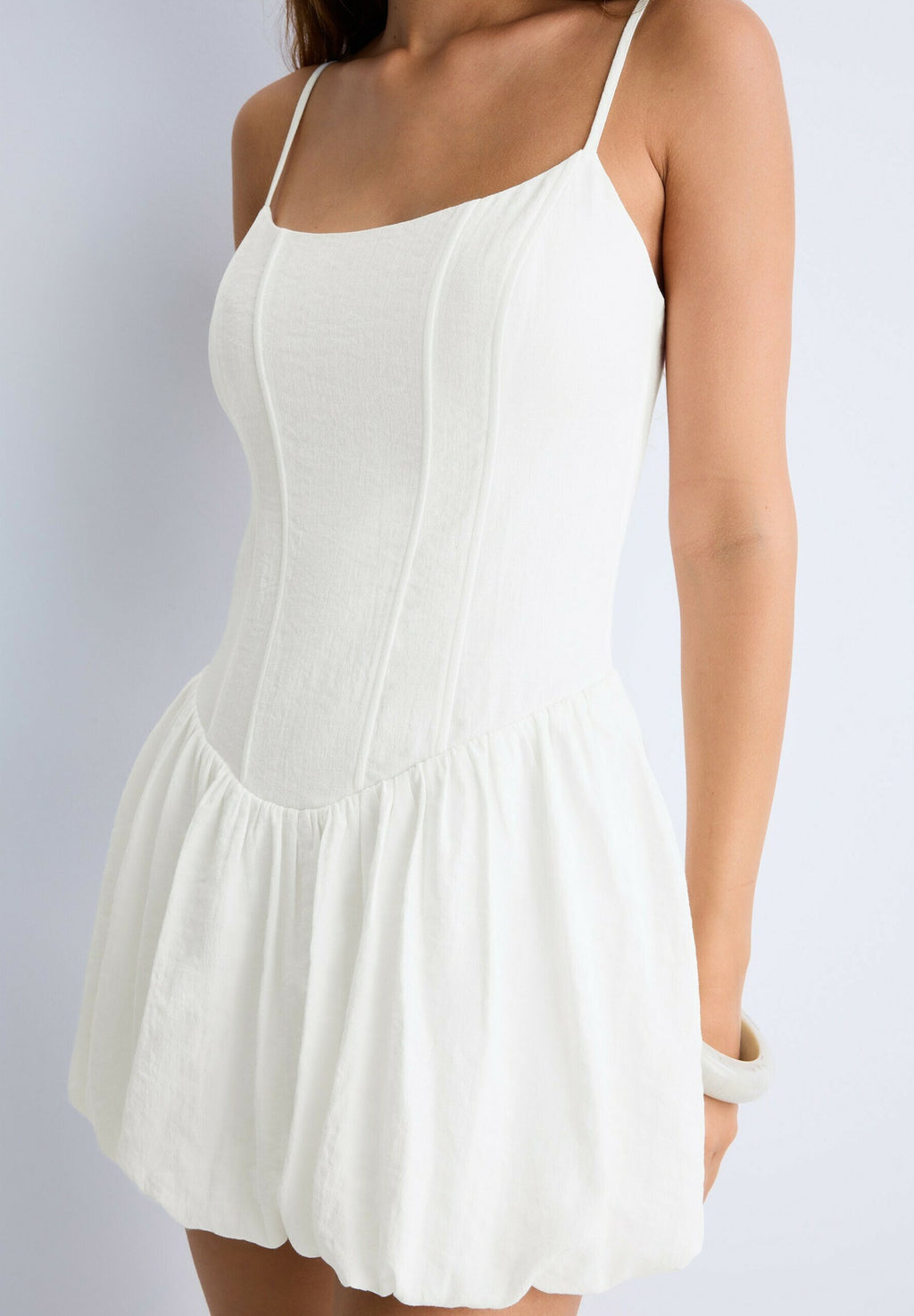 SHORT BALLOON STRAP DRESS - Jurk - white