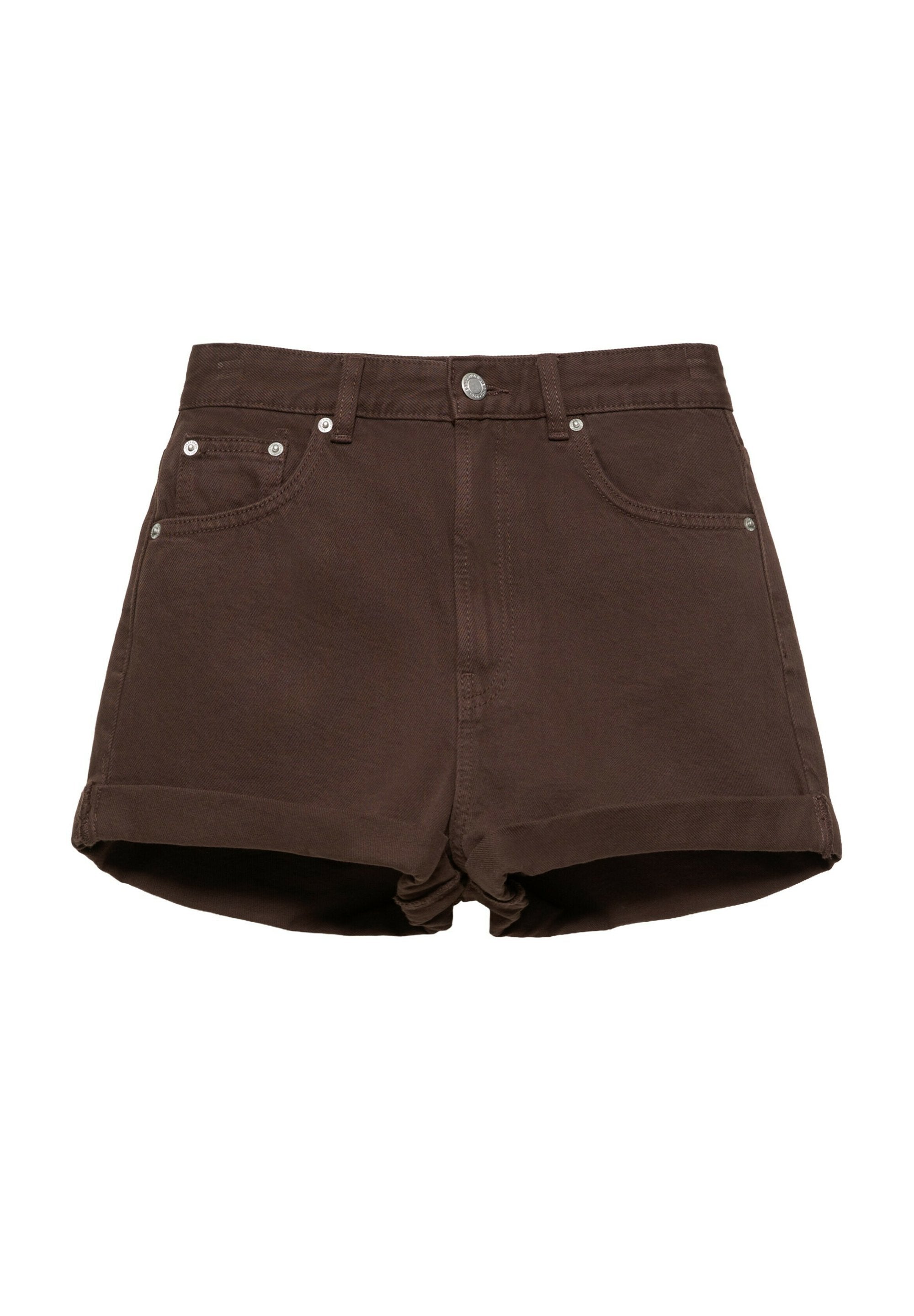 DENIM MOM FIT WITH TURN-UP HEMS - SHORTS - Jeansshort - brown