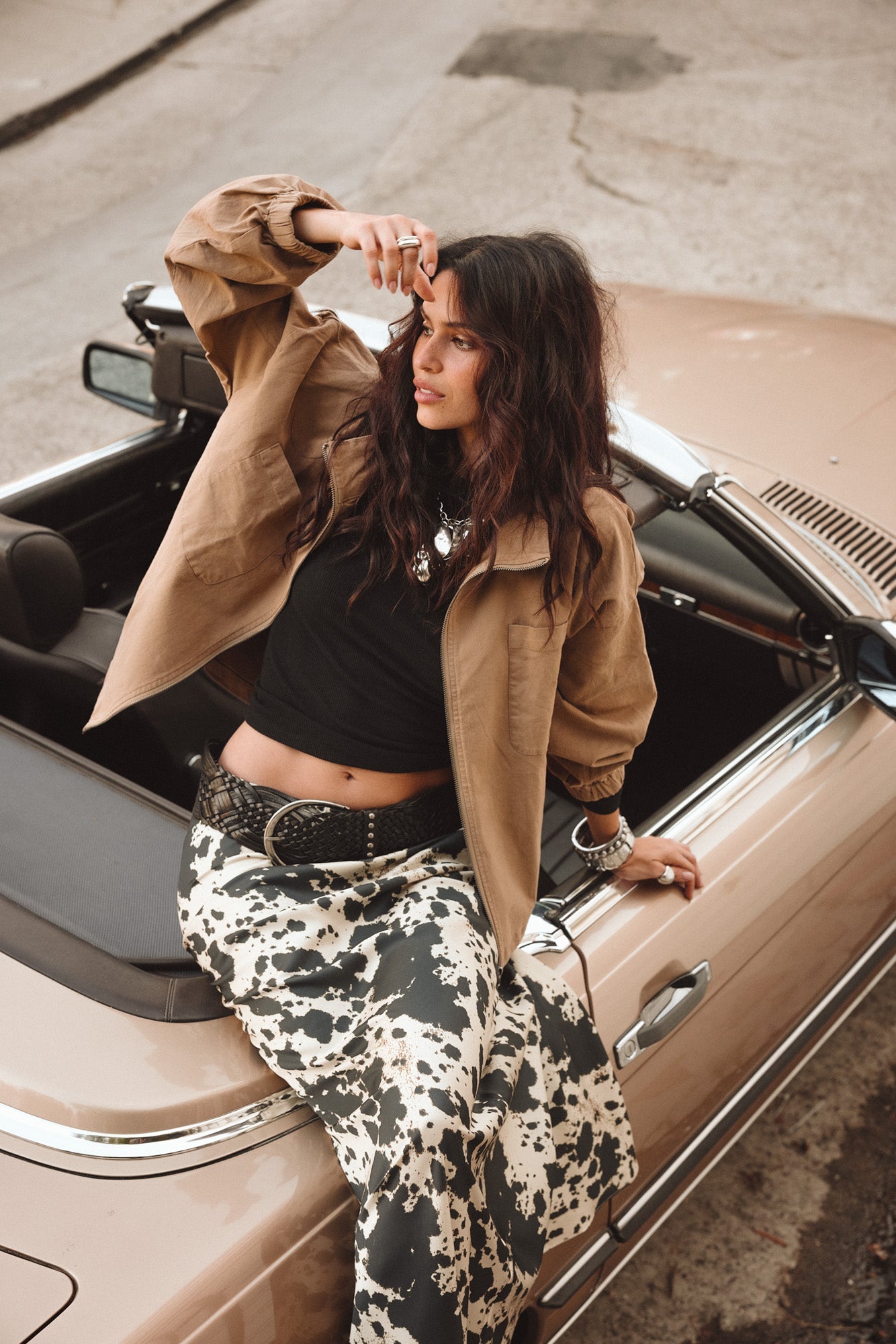 Kacey Cowhide Maxi Skirt