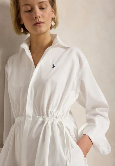 COTTON DRAWCORD SHIRTDRESS - Shirtdress - white