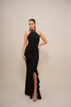 GABRIELLE RUFFLE SEQUIN MAXI - Cocktailjurk - blak/silver