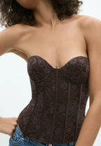 FITTED LACE CORSET - Top - dark brown