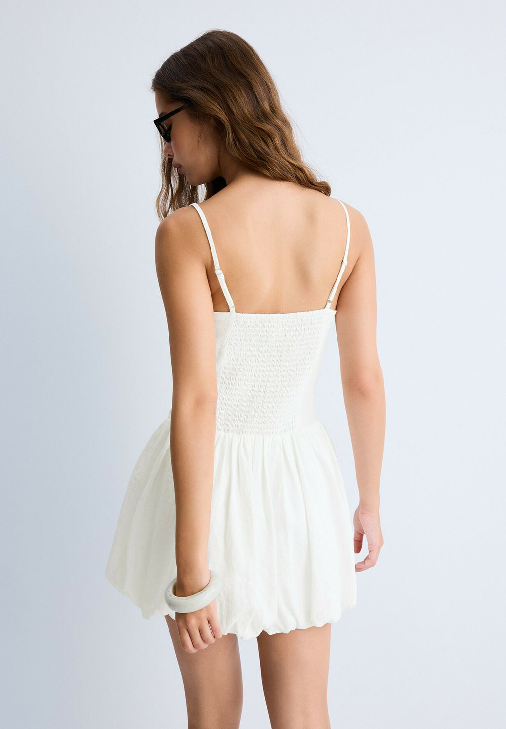 SHORT BALLOON STRAP DRESS - Jurk - white