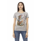 Gray Cotton Women T-Shirt