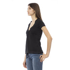 Black Cotton Women T-Shirt