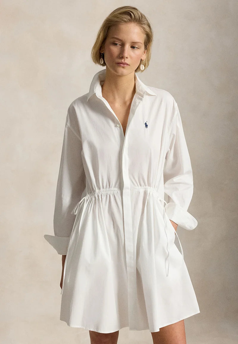 COTTON DRAWCORD SHIRTDRESS - Shirtdress - white