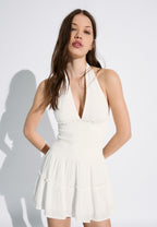 SHIMMERY RUFFLED MINI  - Jurk - white