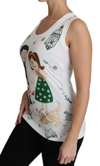 White Cotton #dgfamily Sleeveless Shirt Tank Top