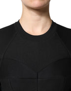 Black Cotton Long Sleeves A-line Mini Dress