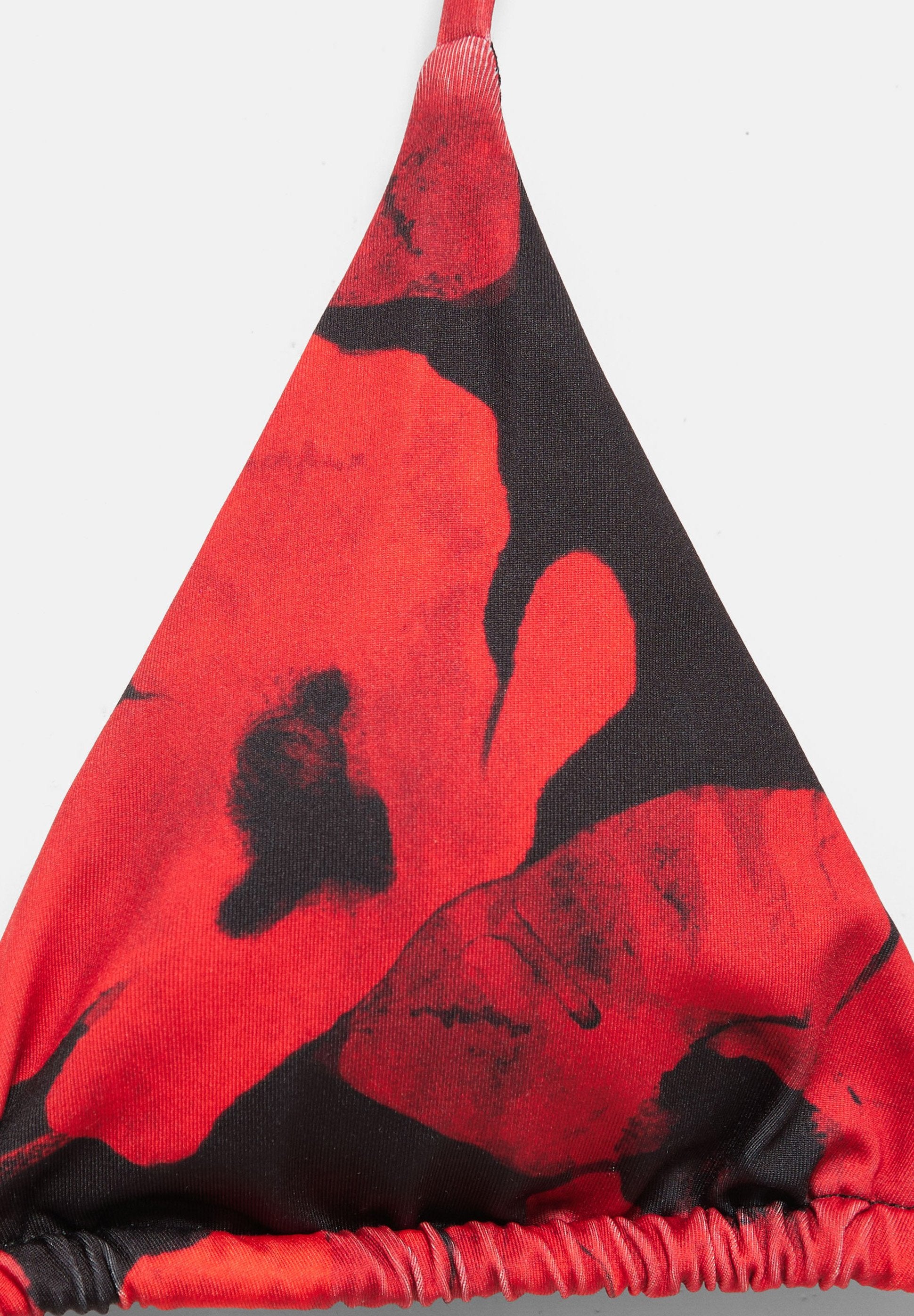POPPY PRINT TRIANGLE BIKINI TOP - Bikinitop - red