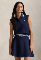 COTTON-BLEND POLO-COLLAR SWEATER - Sweater - refined navy/white splash