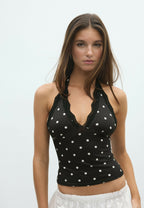 Top - mottled blue