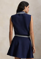 COTTON-BLEND POLO-COLLAR SWEATER - Sweater - refined navy/white splash