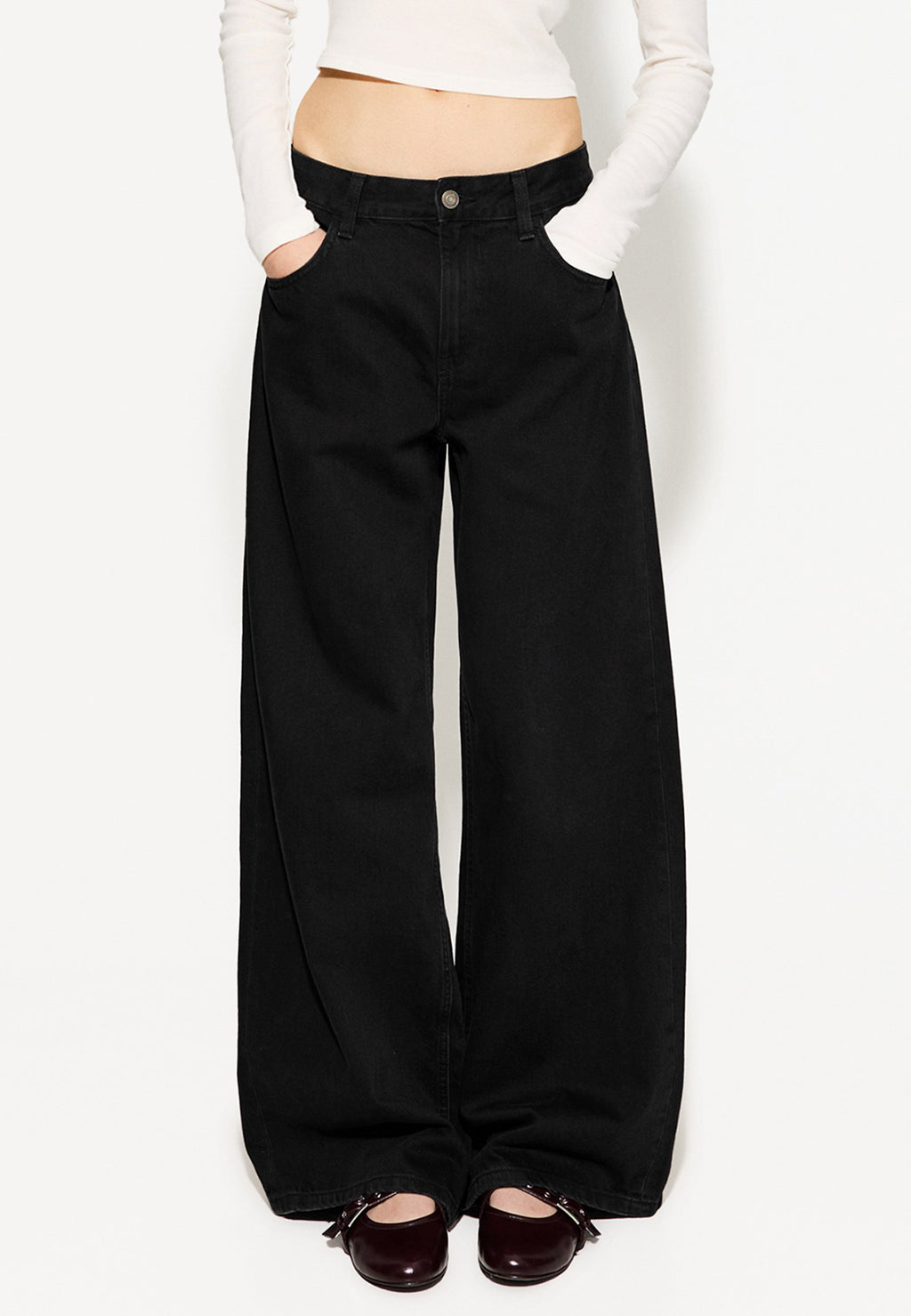 WIDE-LEG - Wide leg - black