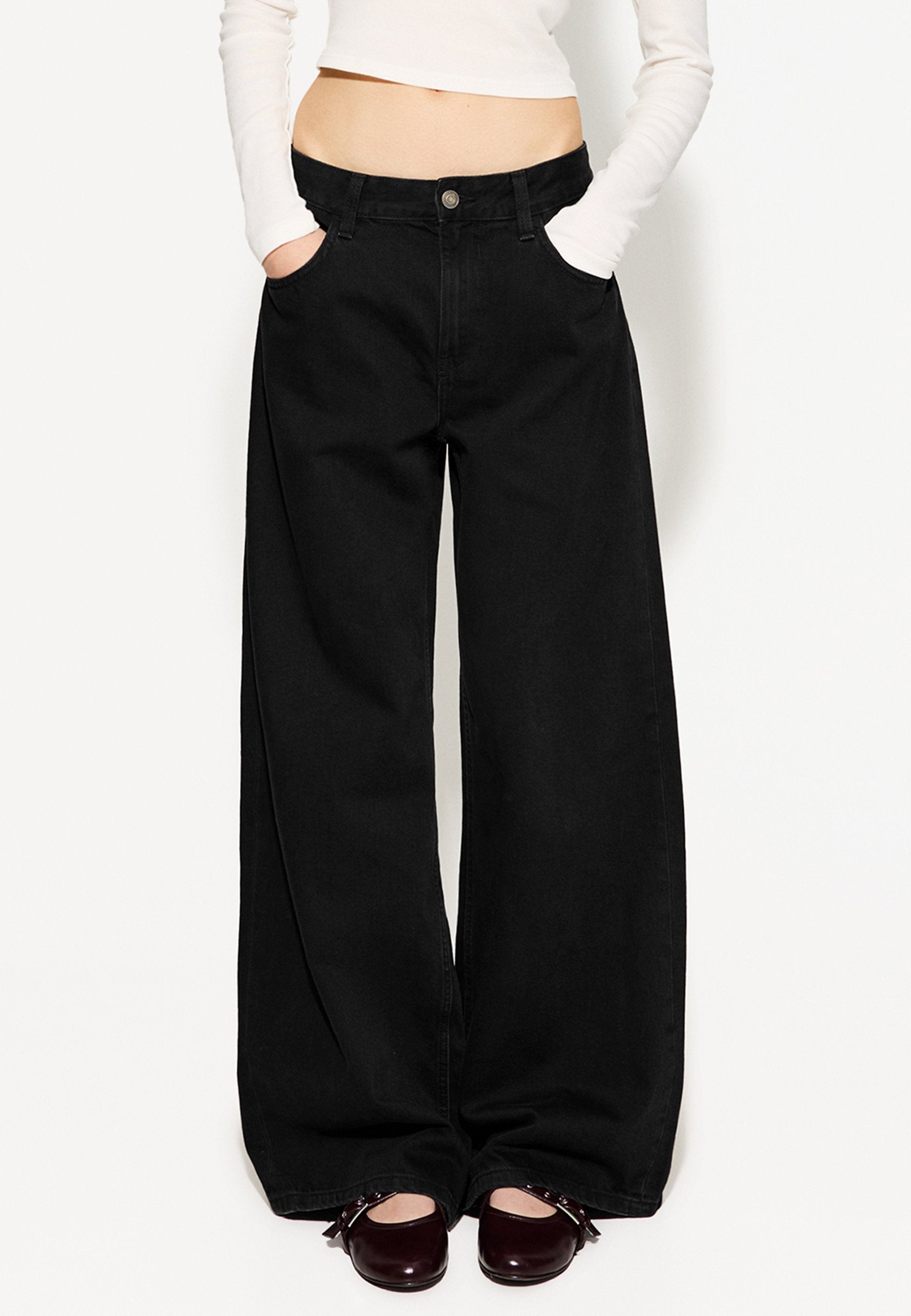 WIDE-LEG - Wide leg - black
