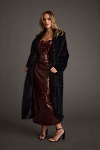 All For You Merlot Sequin Rosette Midi Dress