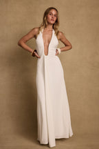 Alondra Plunge White Maxi Dress