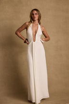 Alondra Plunge White Maxi Dress