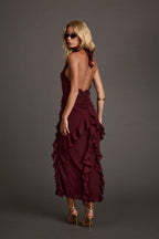 Aria Merlot Halter Maxi Dress