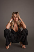 Astoria Black Plunge Halter Tailored Jumpsuit