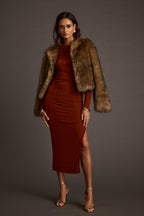 Misty Brown Faux Fur Coat