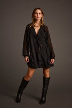 Alice Black Chiffon Mini Dress