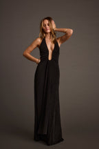 Alondra Black Plunge Maxi Dress
