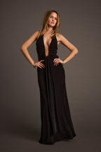 Alondra Black Plunge Maxi Dress