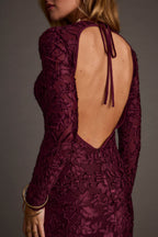 Angela Mulberry Velvet Burnout Long Sleeve Maxi Dress